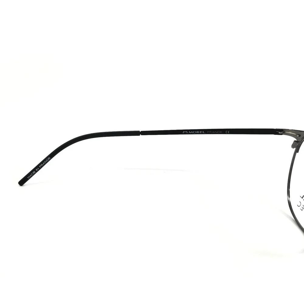 Morel Lightec Eyeglasses Frame 30168L NG07 Black Silver Round Full Rim 50-20-145